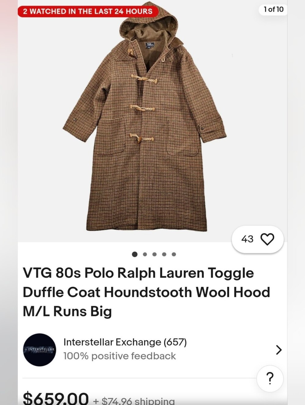 Vintage Ralph Lauren Plaid Wool Duster Coat Hooded Waffle Trench Jacket - Picture 11 of 11